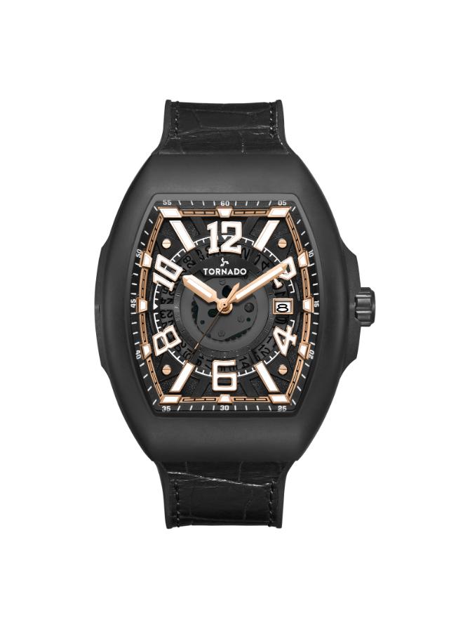 TORNADO Men's Leather Analog Display Watch T25001-BLBB - 44mm - Image 1